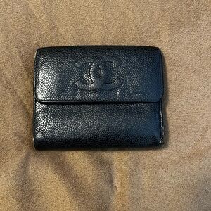 Chanel Black Leather Compact Wallet